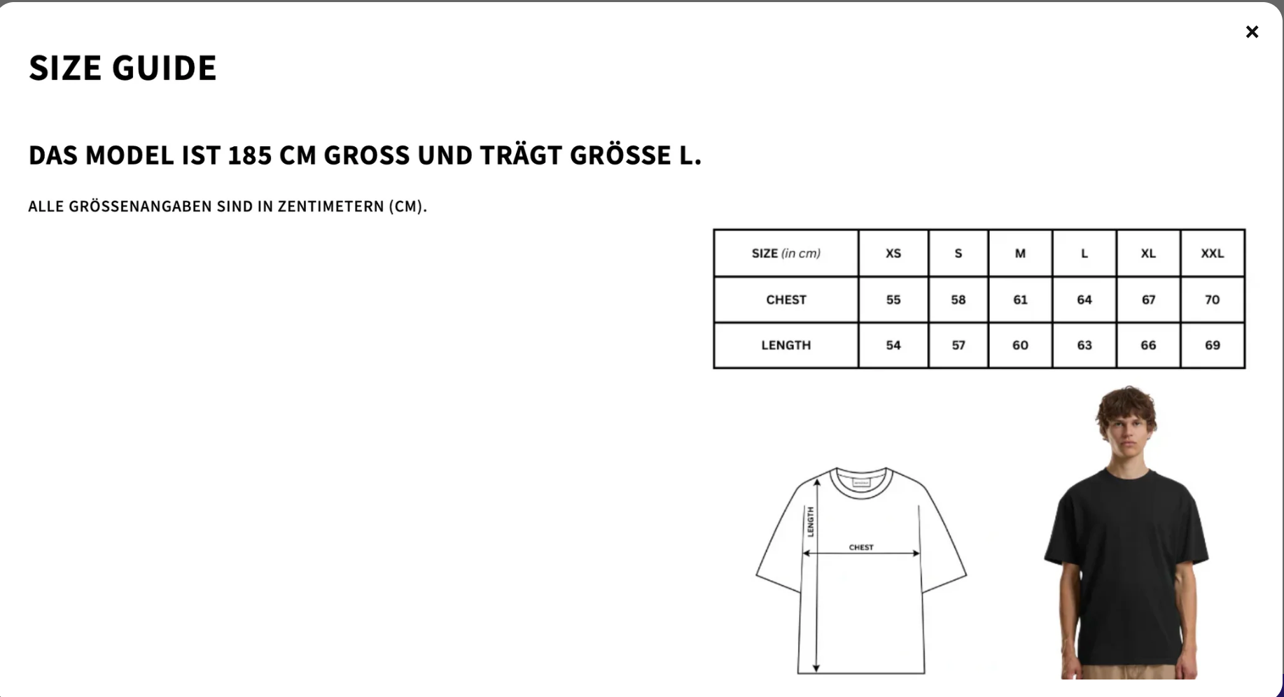Größentabelle
